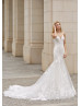Sexy Beaded Ivory Lace Tulle V Back Wedding Dress
